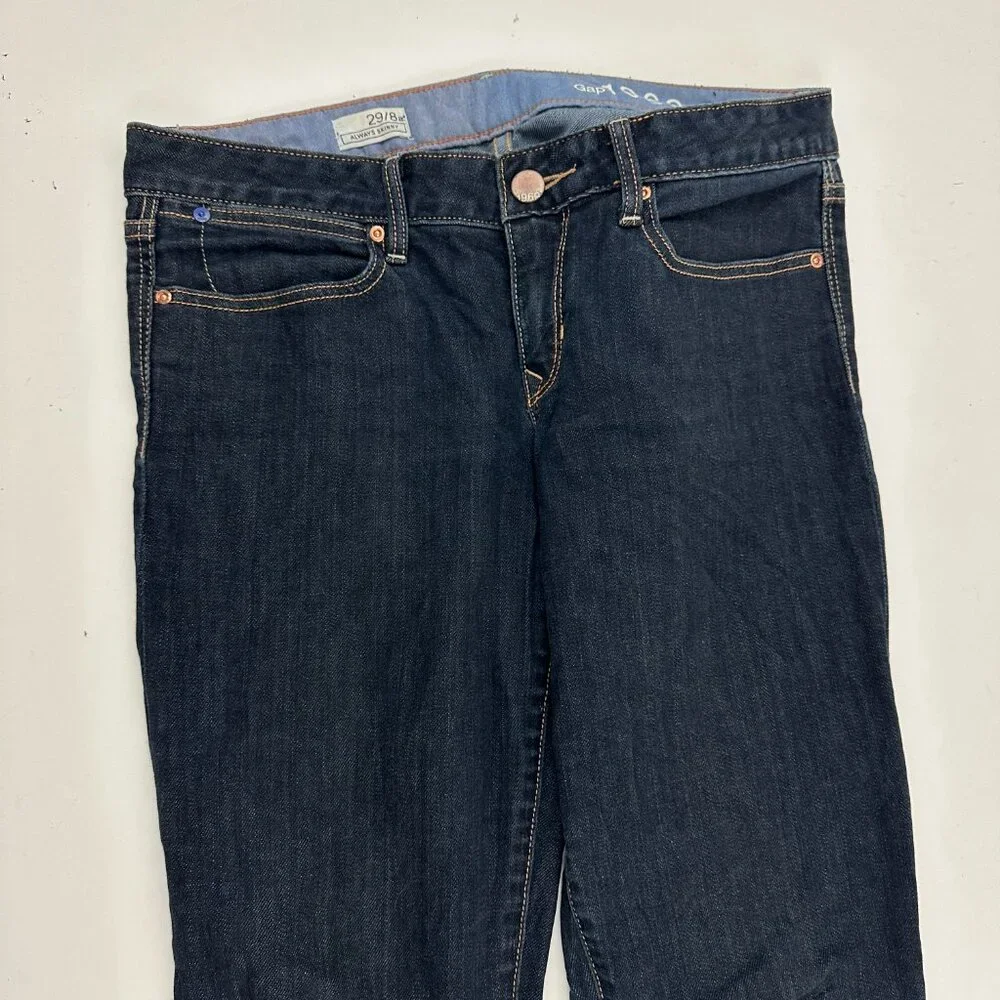 Gap Always Skinny Women's size 8 Dark Wash Blue Denim Jeans - Picture 2 of 5